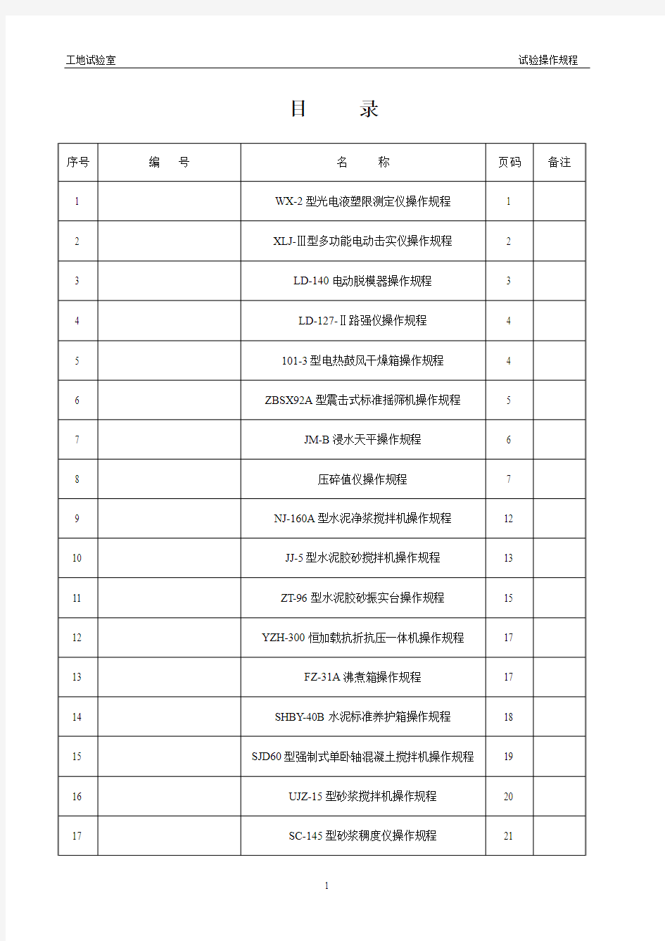 3、工地试验室操作规程