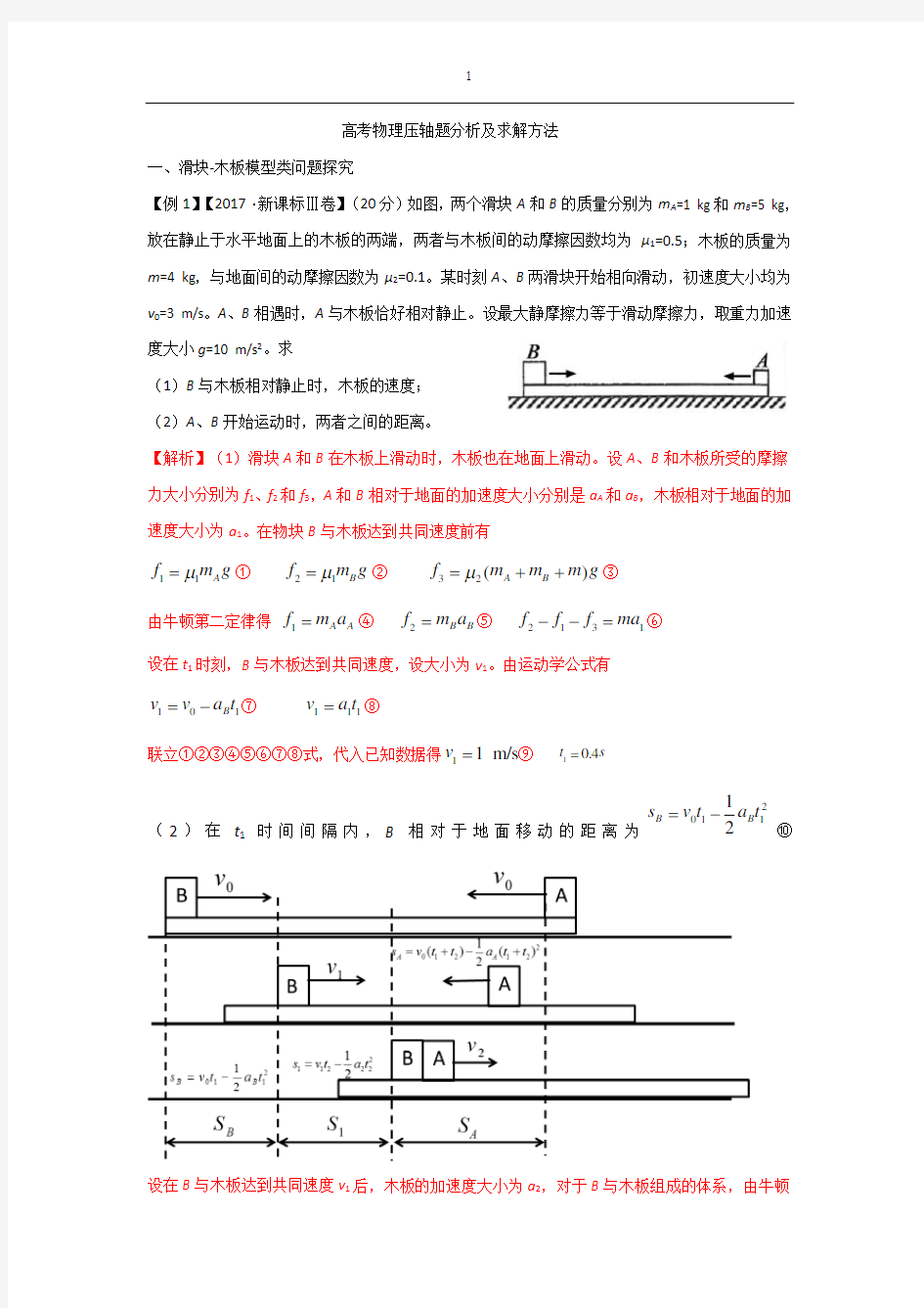 高考物理压轴题分析及求解方法