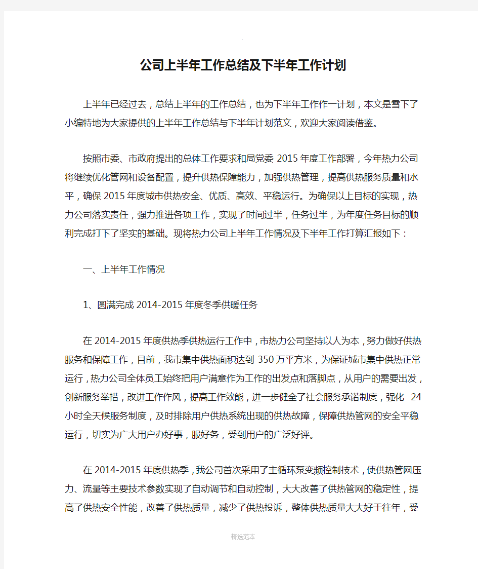 公司上半年工作总结及下半年工作计划