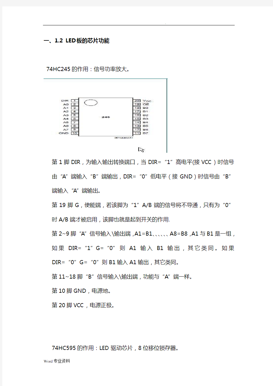 LED显示屏各芯片管脚定义