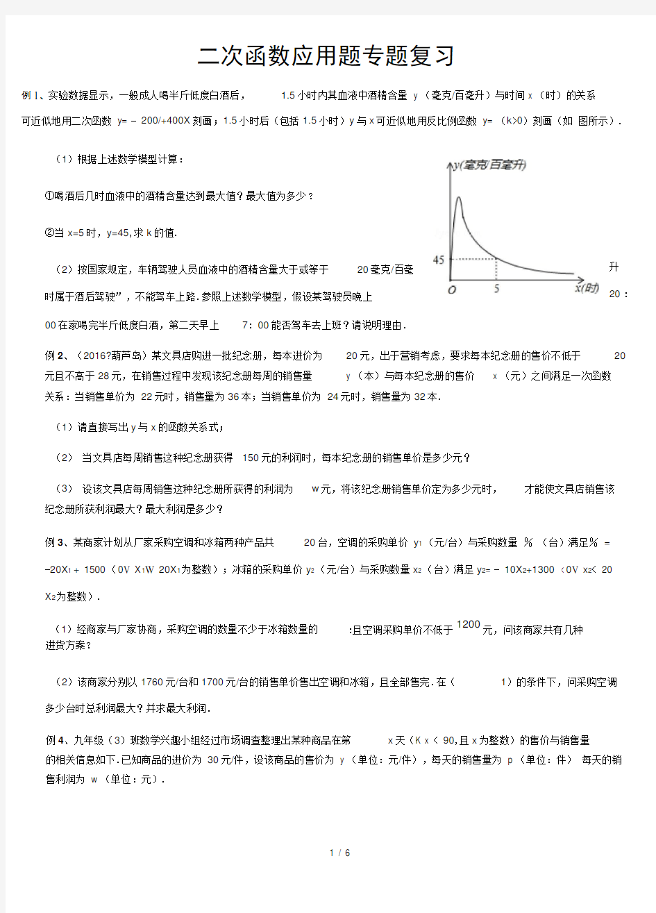 二次函数应用题专题复习