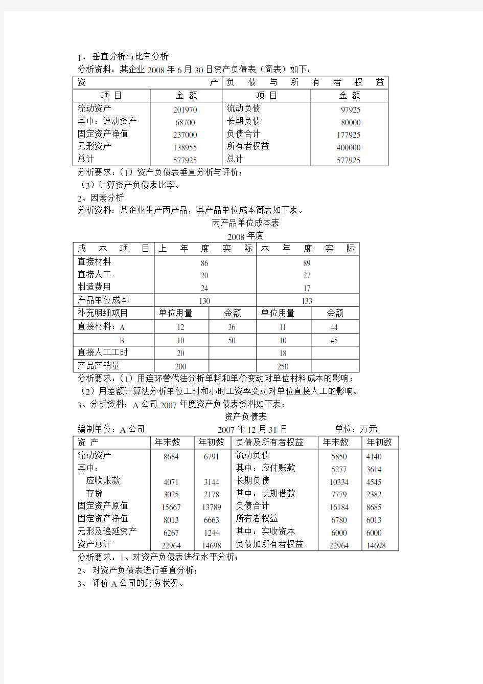 财务分析练习题及答案3