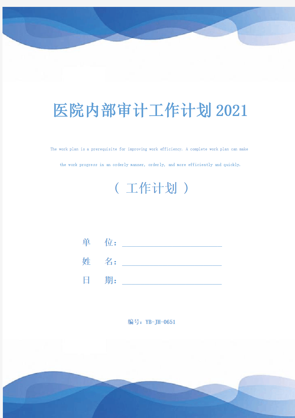 医院内部审计工作计划2021