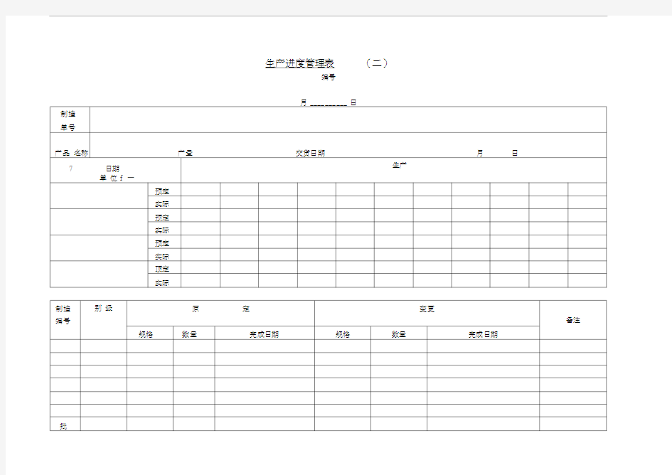 生产进度管理表