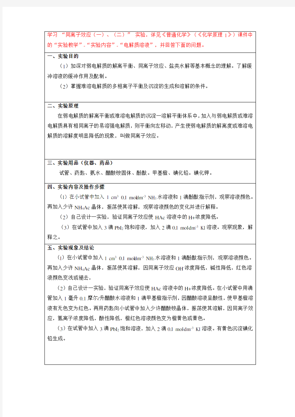 (完整版)中国石油大学华东现代远程教育普通化学实验报告