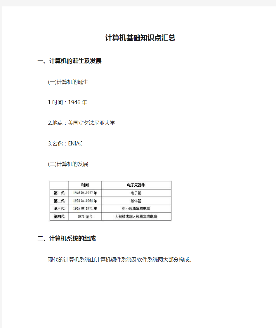 计算机基础知识点汇总