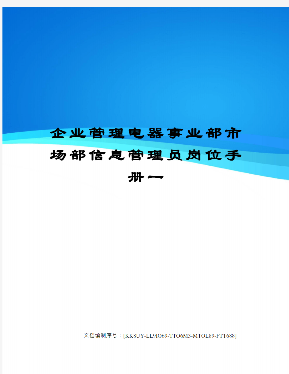 企业管理电器事业部市场部信息管理员岗位手册一