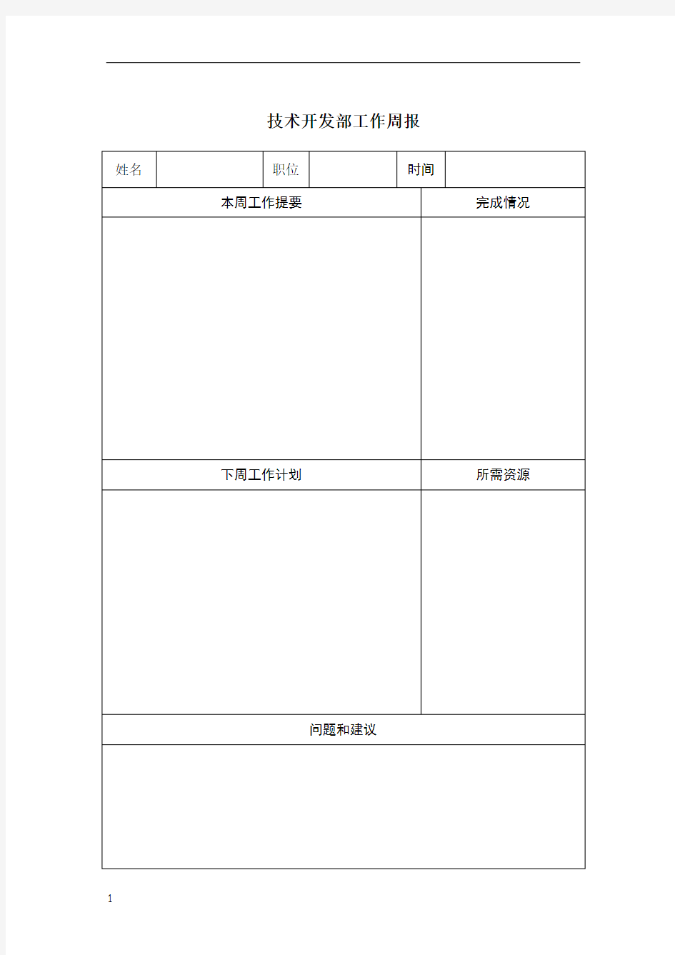 研发部工作周报