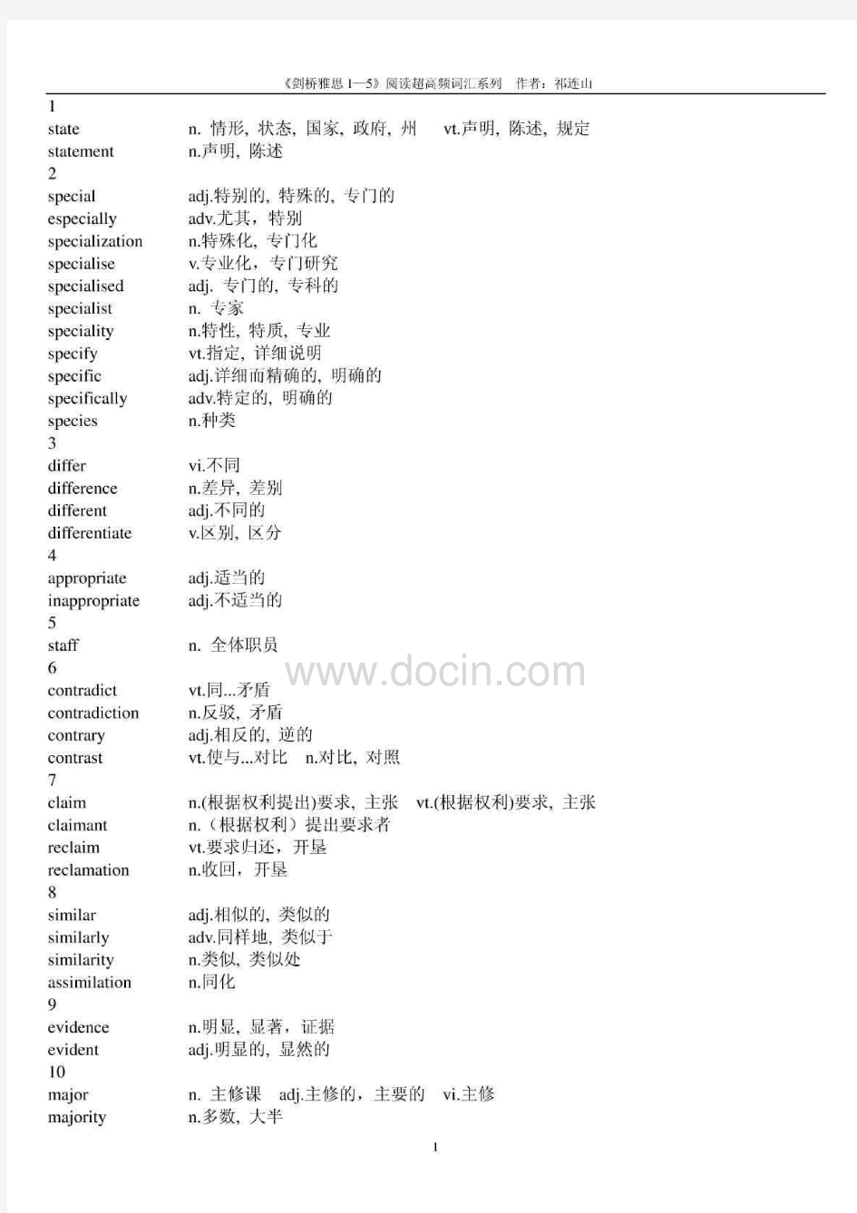 《剑桥雅思1-5》雅思阅读超高频词汇祁连山(17天全部背完)