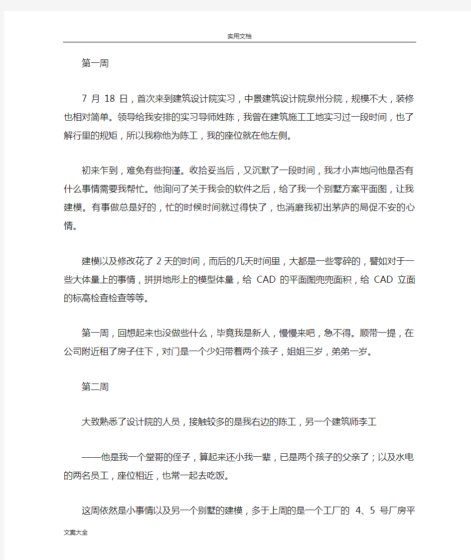 建筑学专业实习周记18篇