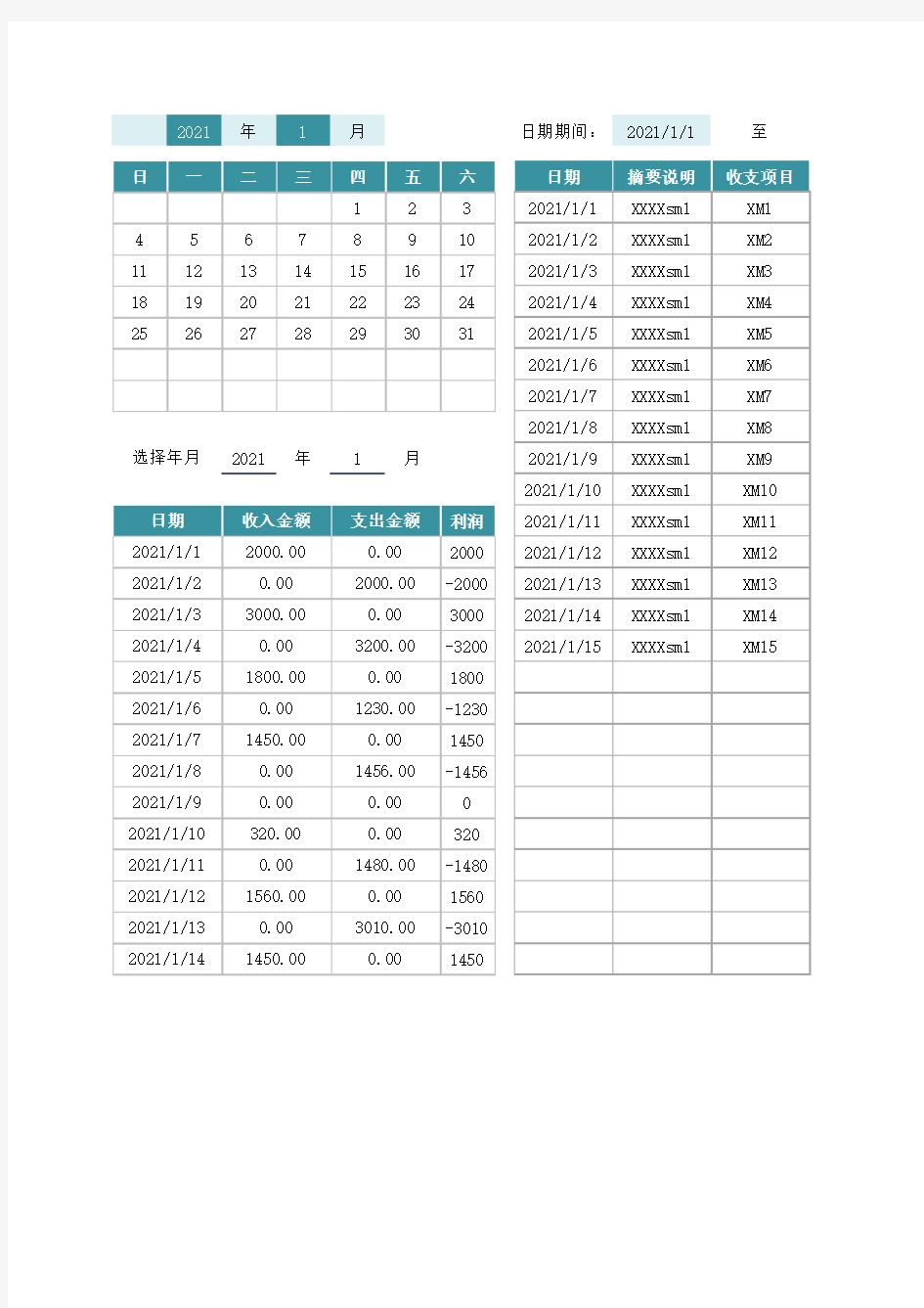 收支表-收入支出明细表