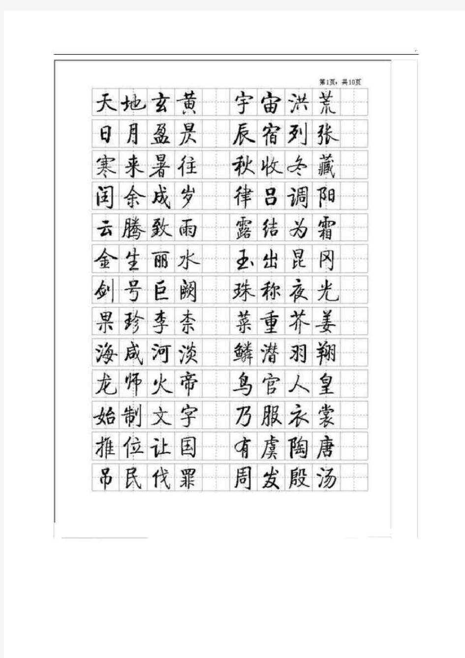 启功硬笔书法小楷字帖(千字文)完整编辑版