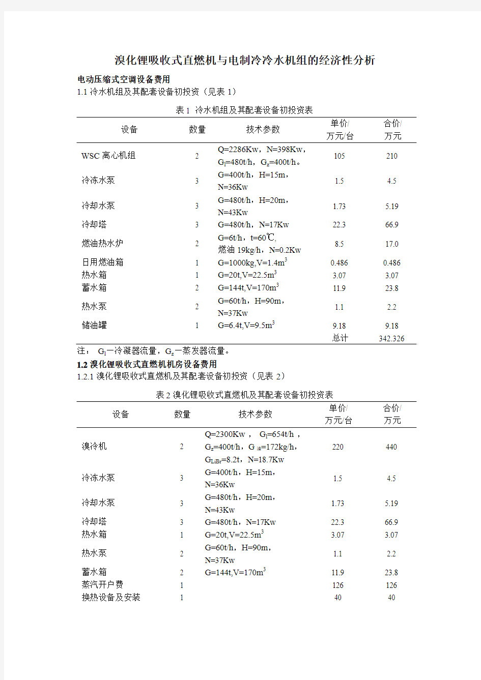 溴化锂吸收式直燃机与电制冷冷水机组的经济性分析