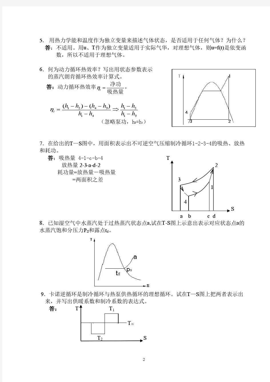 上海理工大学工程热力学五套试卷及答案