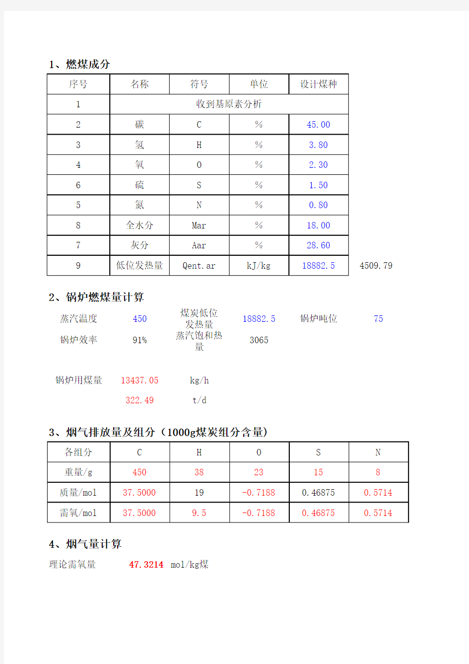 锅炉烟气量计算公式