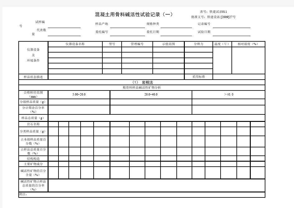 混凝土用骨料碱活性试验记录1