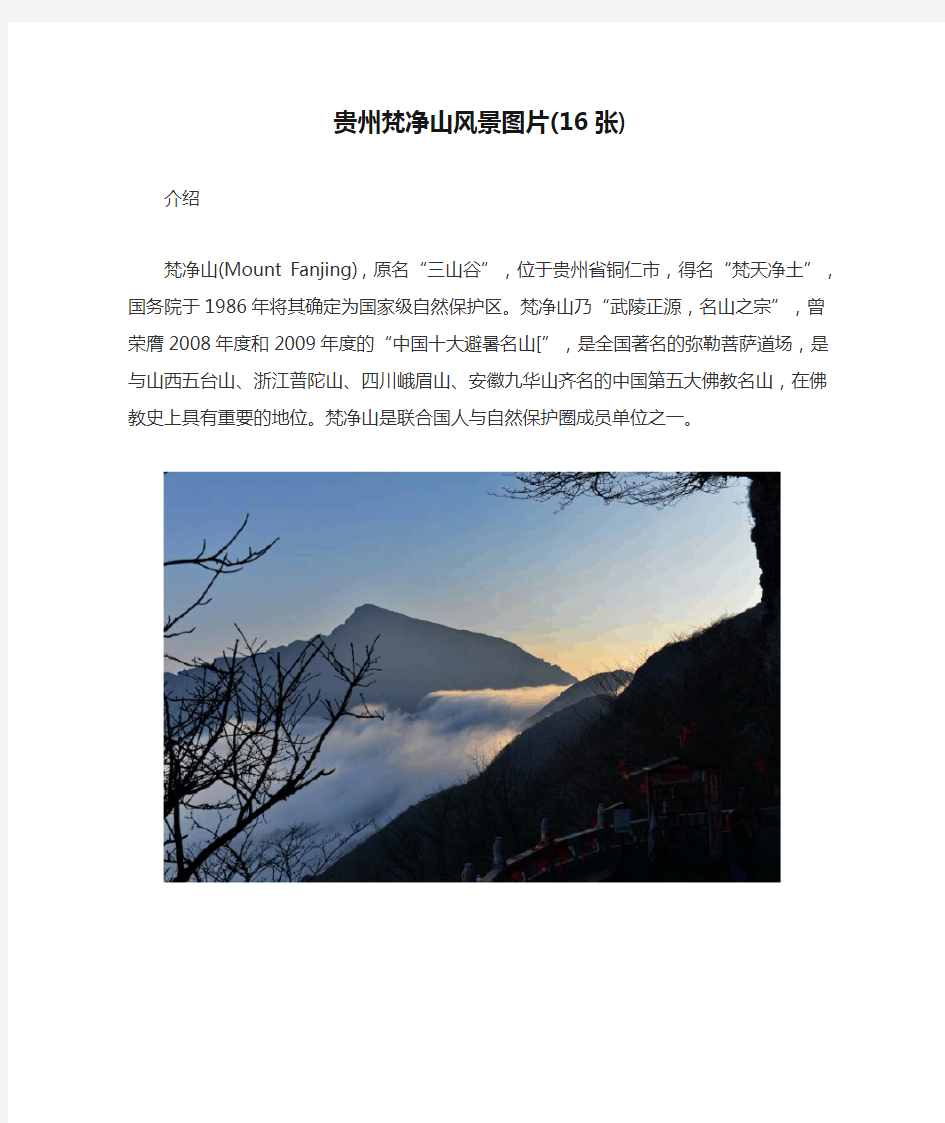 贵州梵净山风景图片(16张)