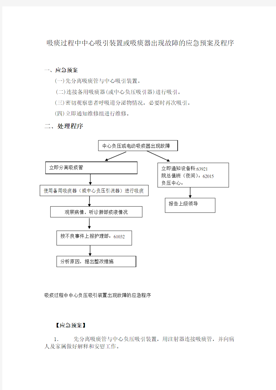 (推荐)中心负压或吸痰器故障应急预案