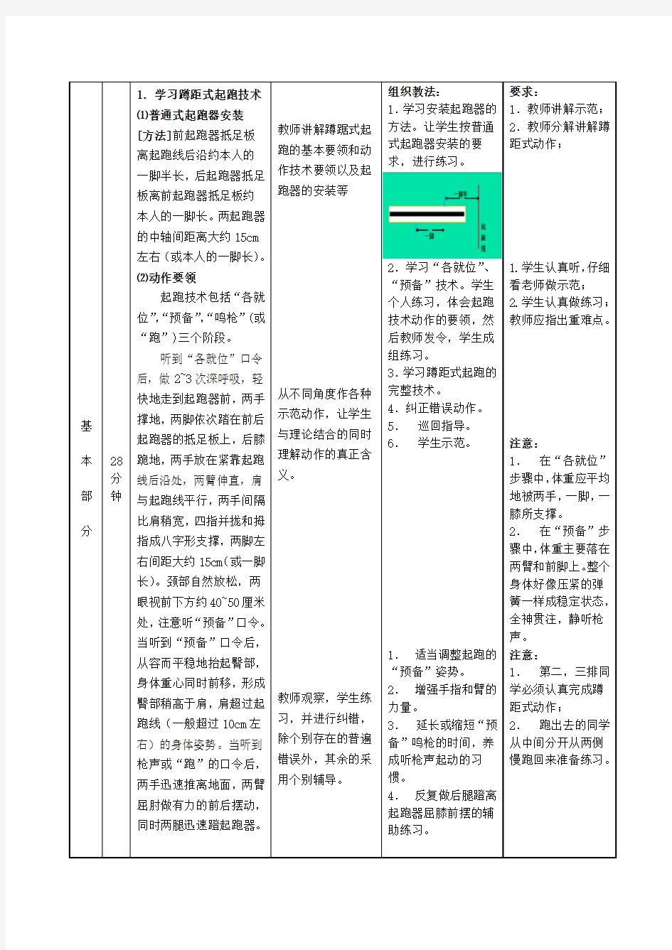 蹲踞式起跑教案