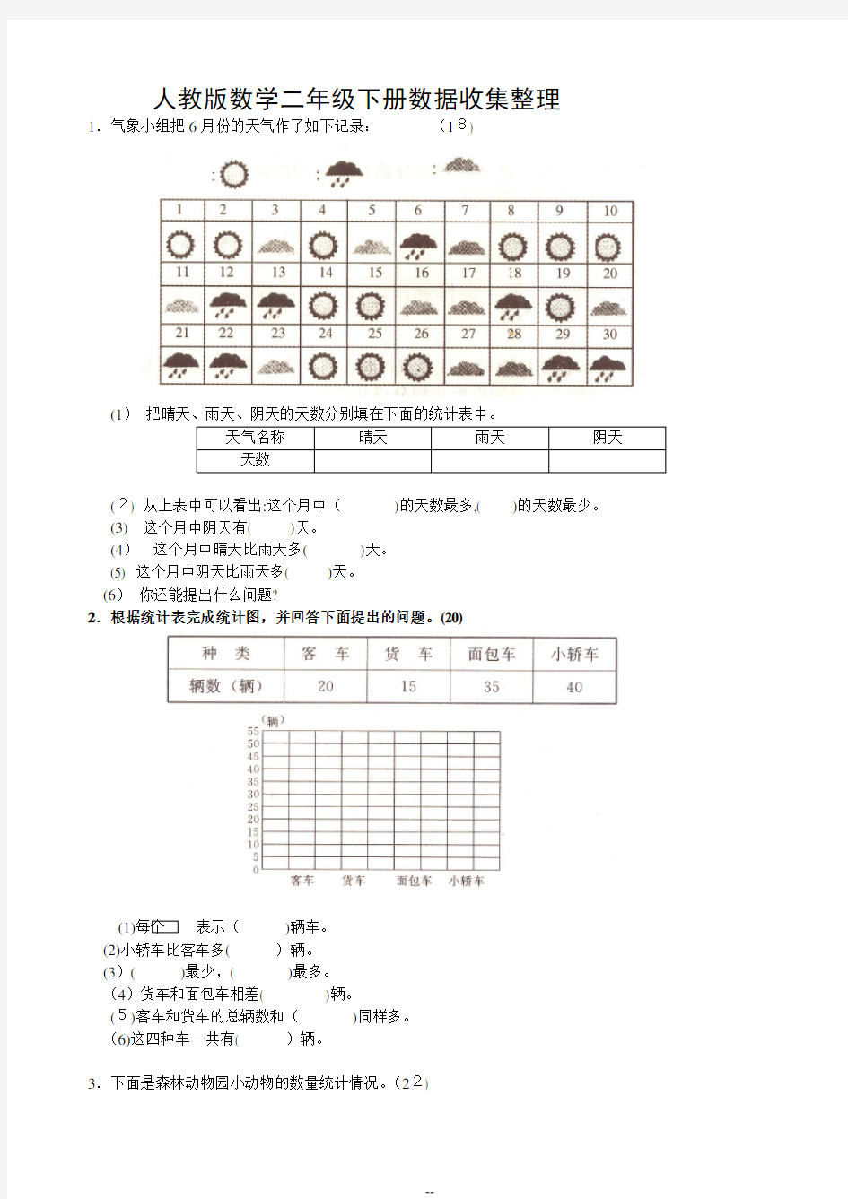 人教版小学二年级下册数学单元测试题-全套