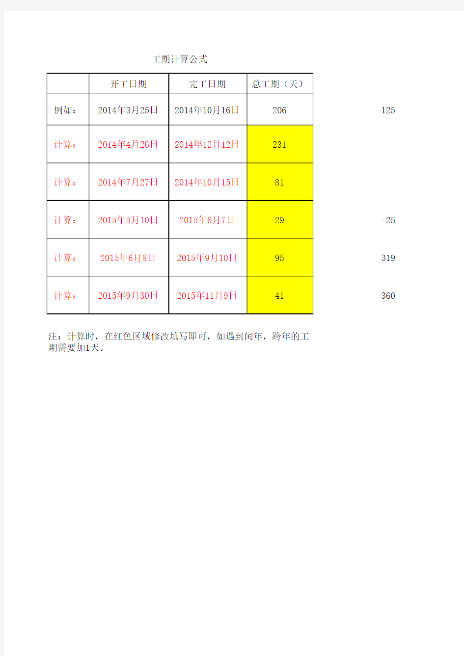 工期计算公式.xls