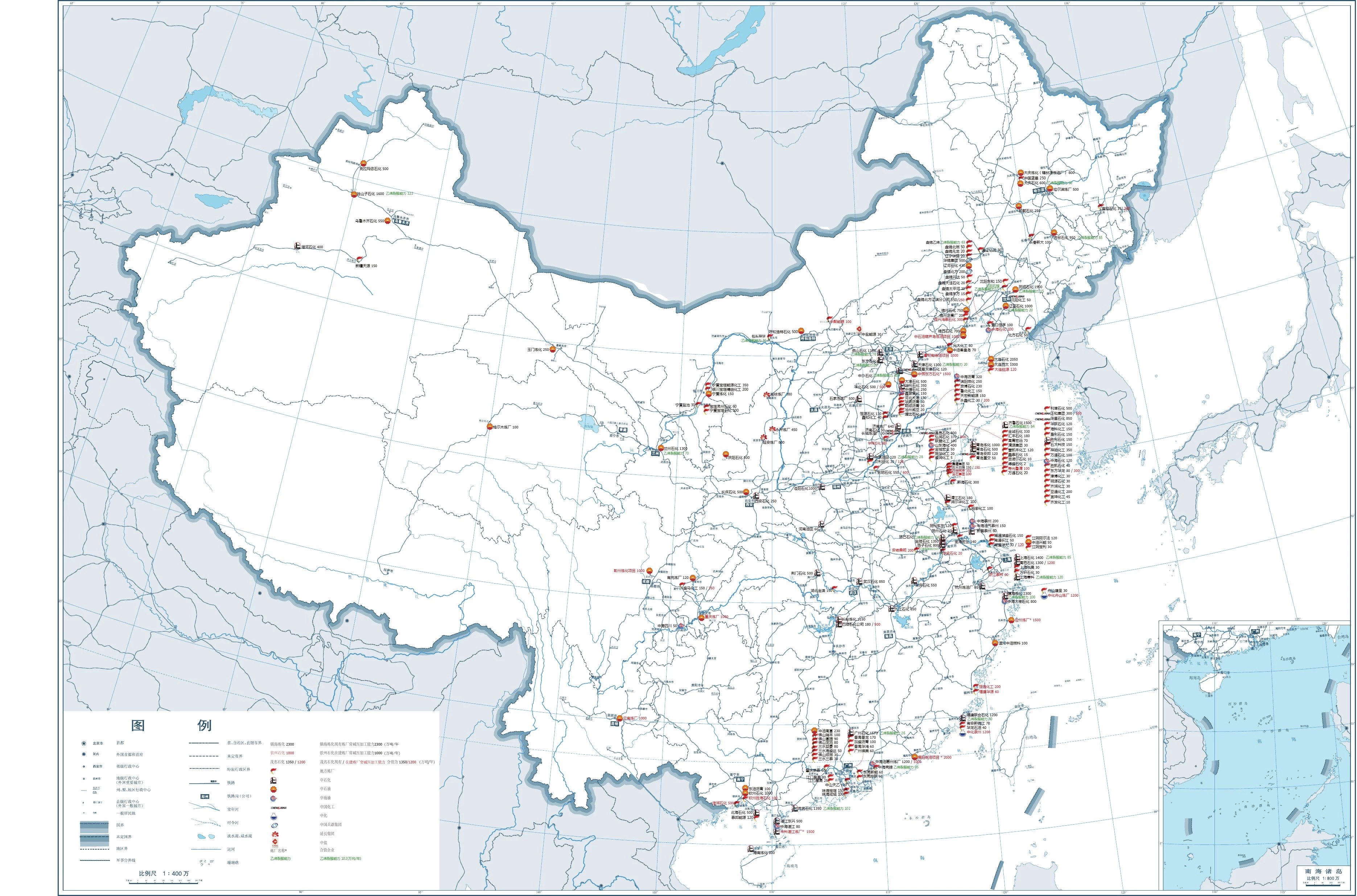 中石油、中石化、地方炼厂全国分布图