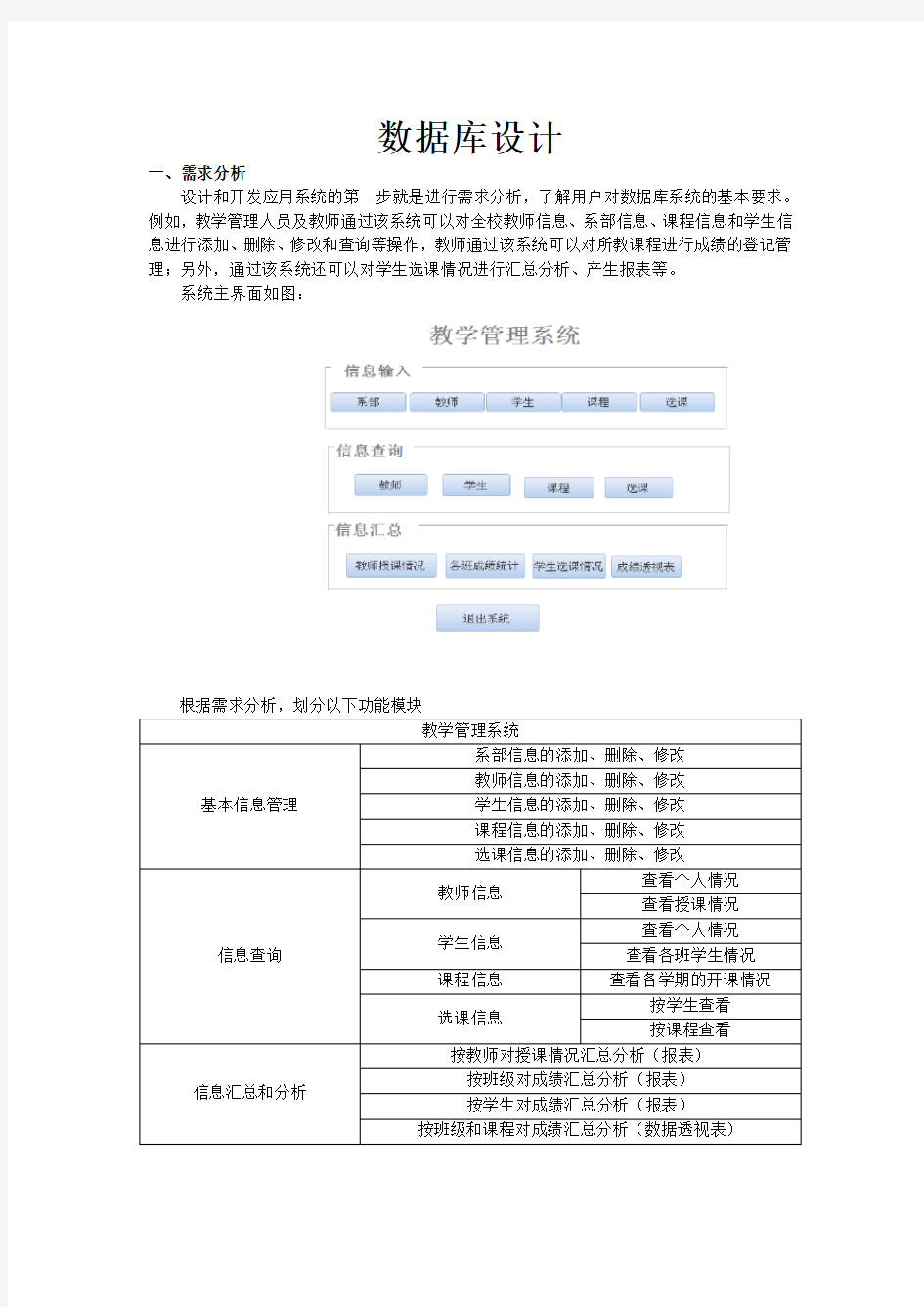 数据库设计教学管理系统实例