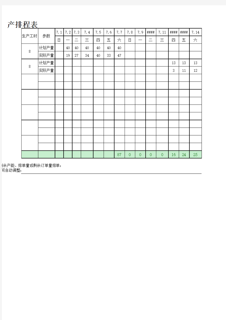生产计划排程表-模板1