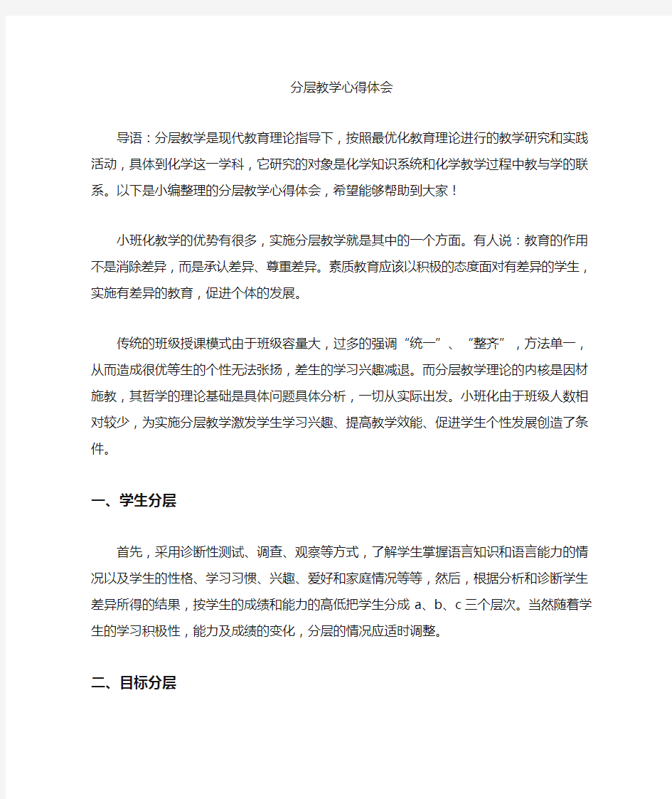 最新分层教学心得体会