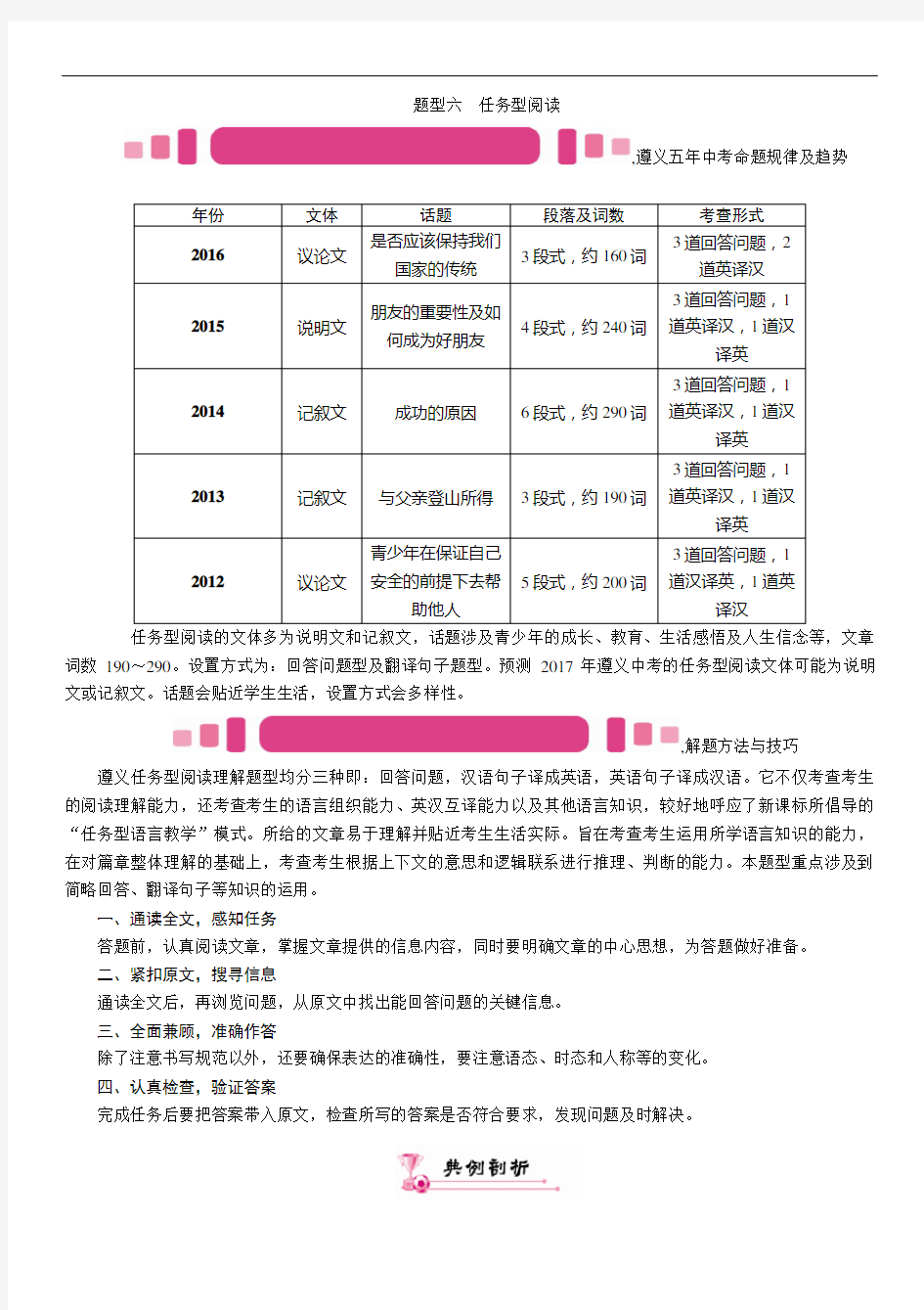 题型六 任务型阅读