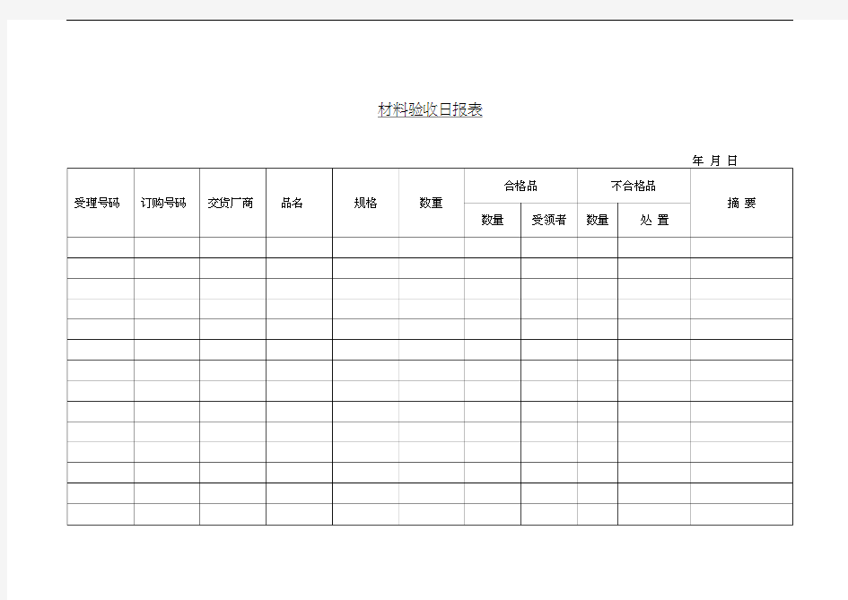 材料验收日报表