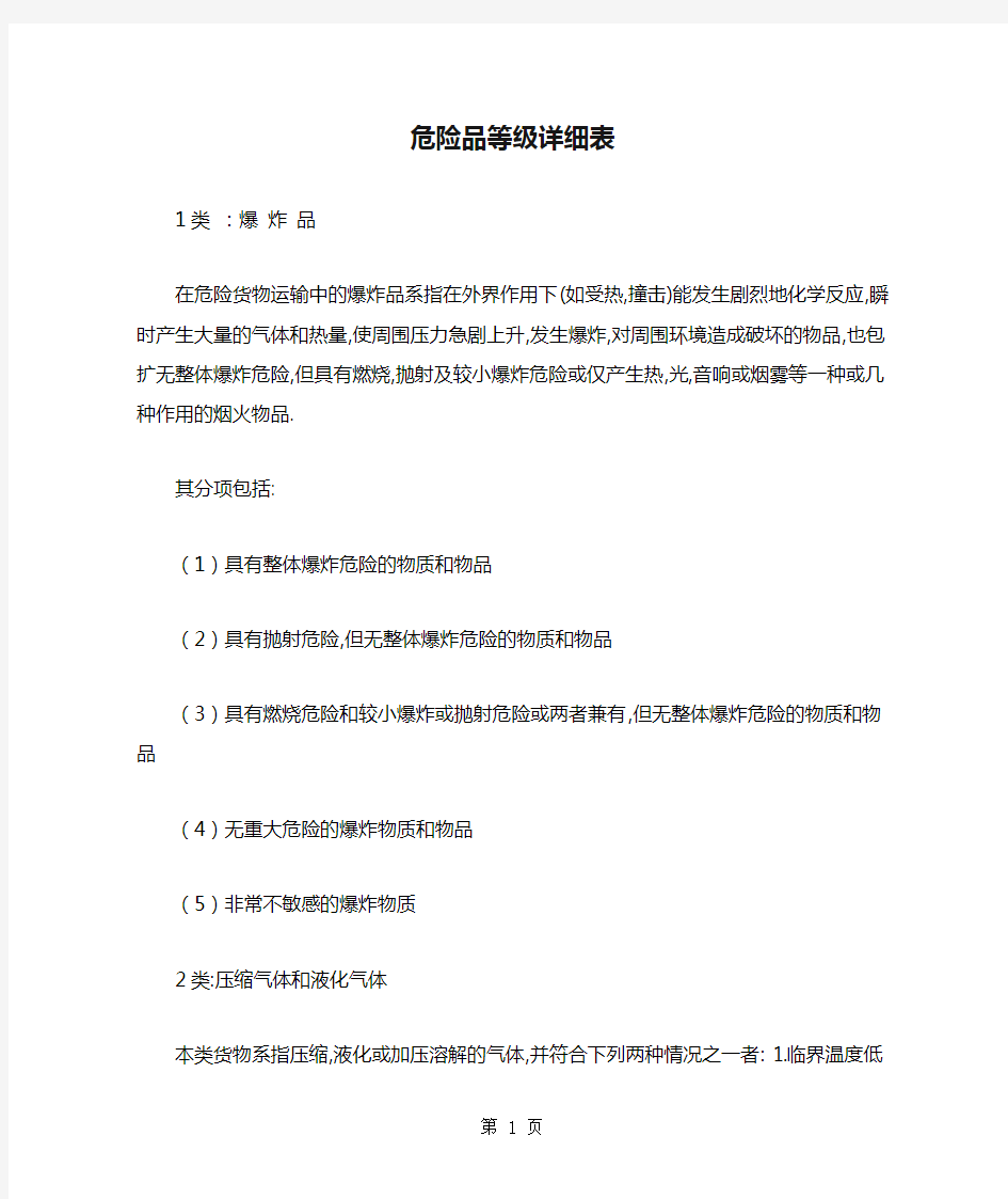 13危险品等级详细表共10页word资料