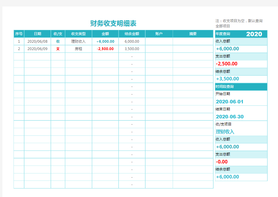 财务收支明细表