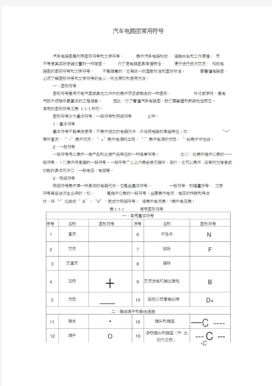 汽车电路图常用符号(1)