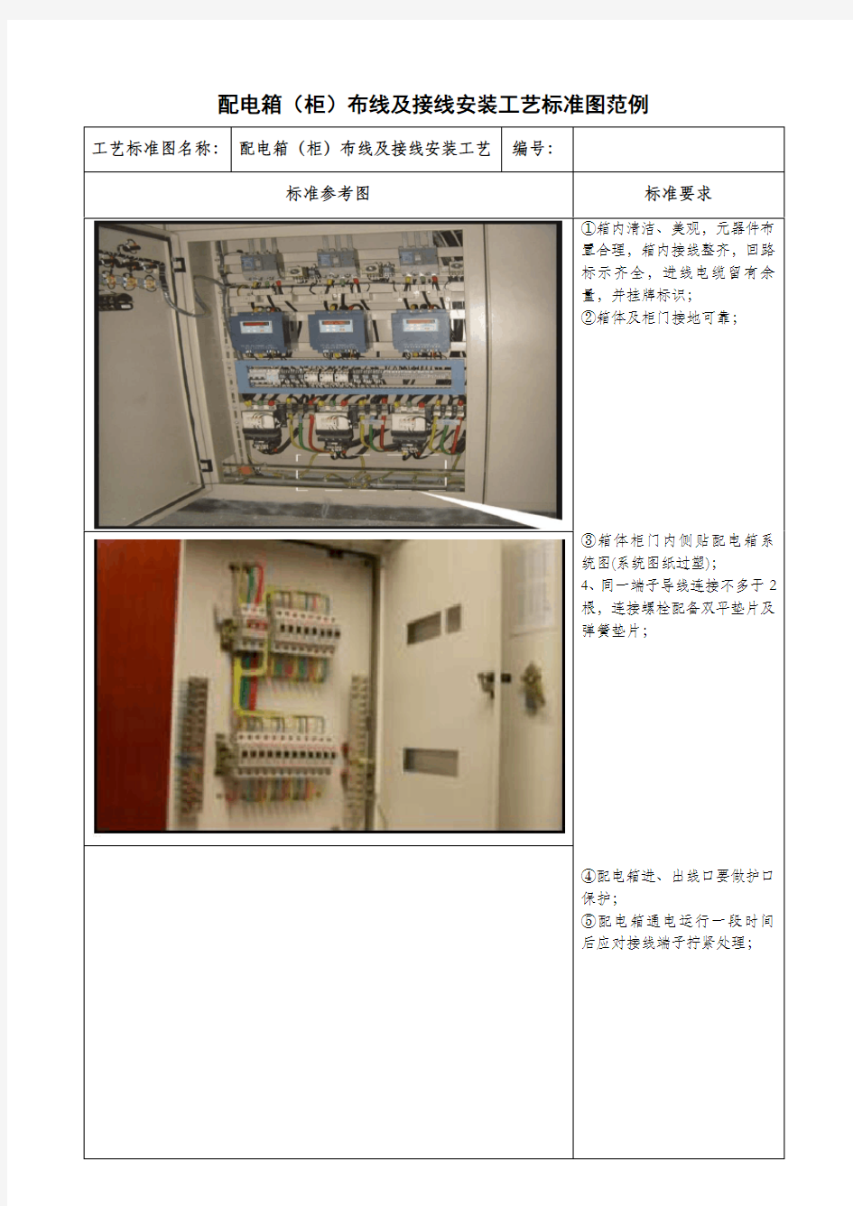 配电箱 柜 布线及接线安装工艺标准