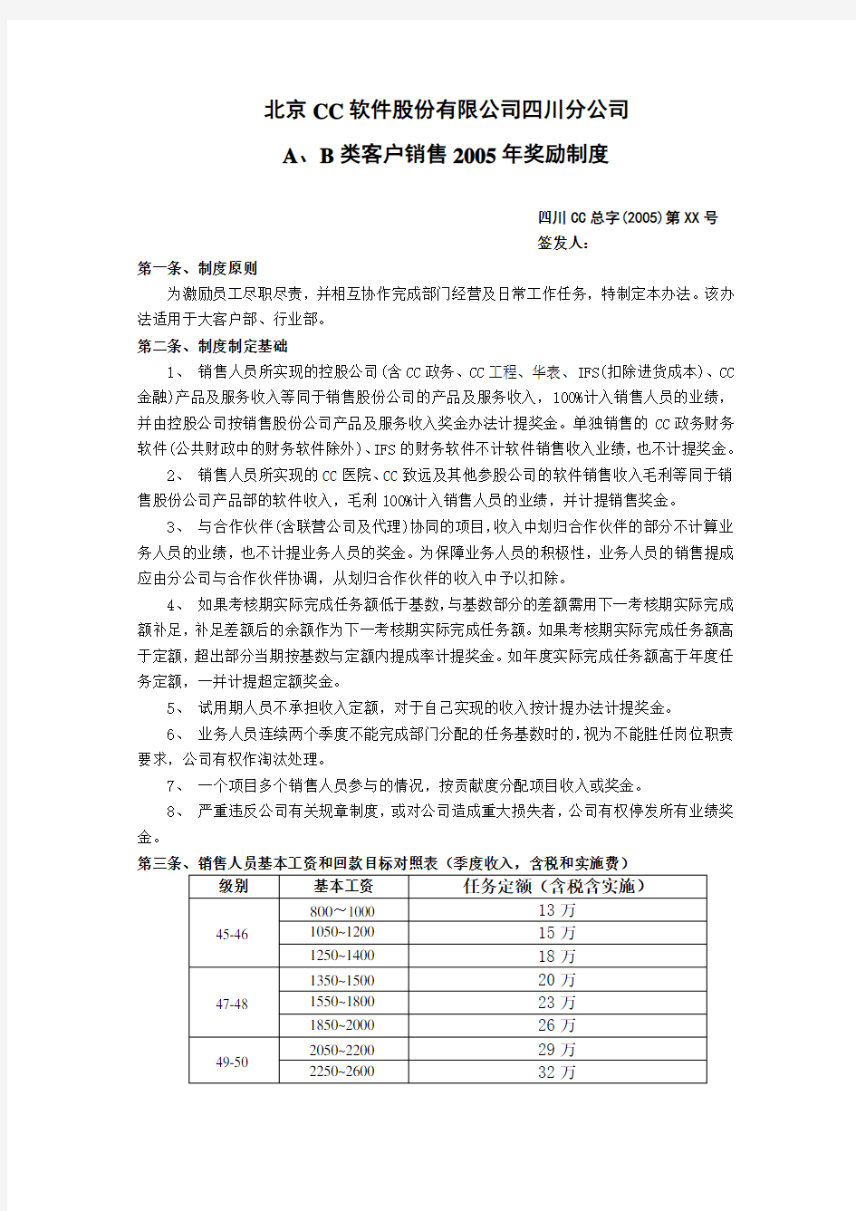 大客户销售激励制度