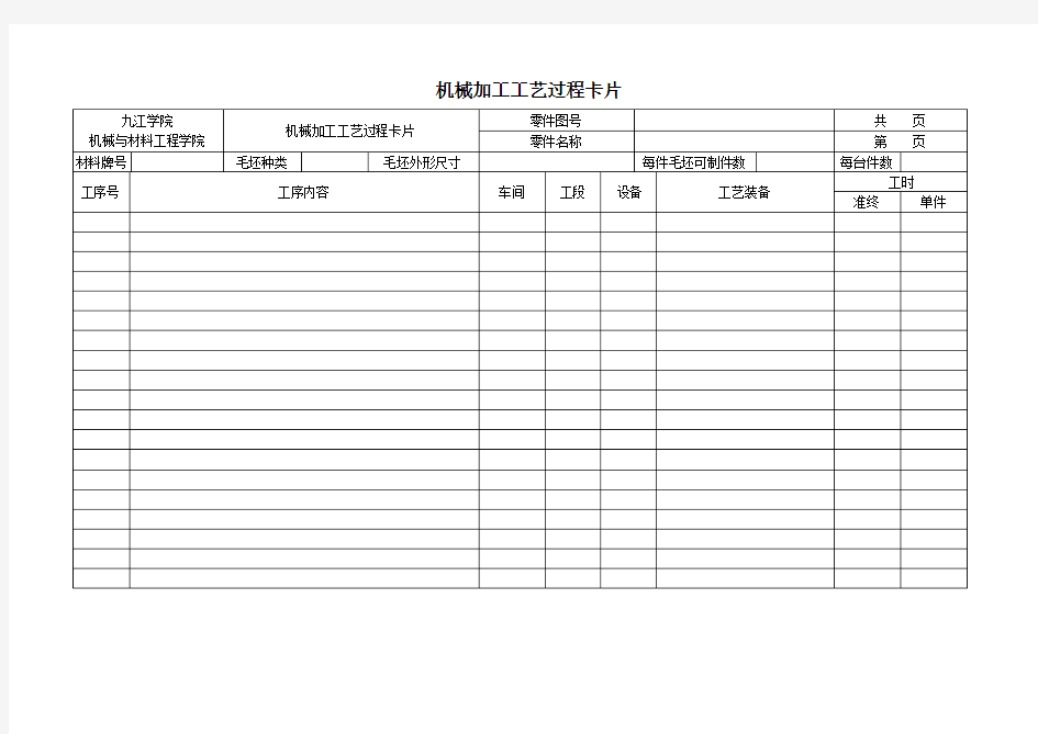 (完整版)机械加工工艺过程及工序卡片模板