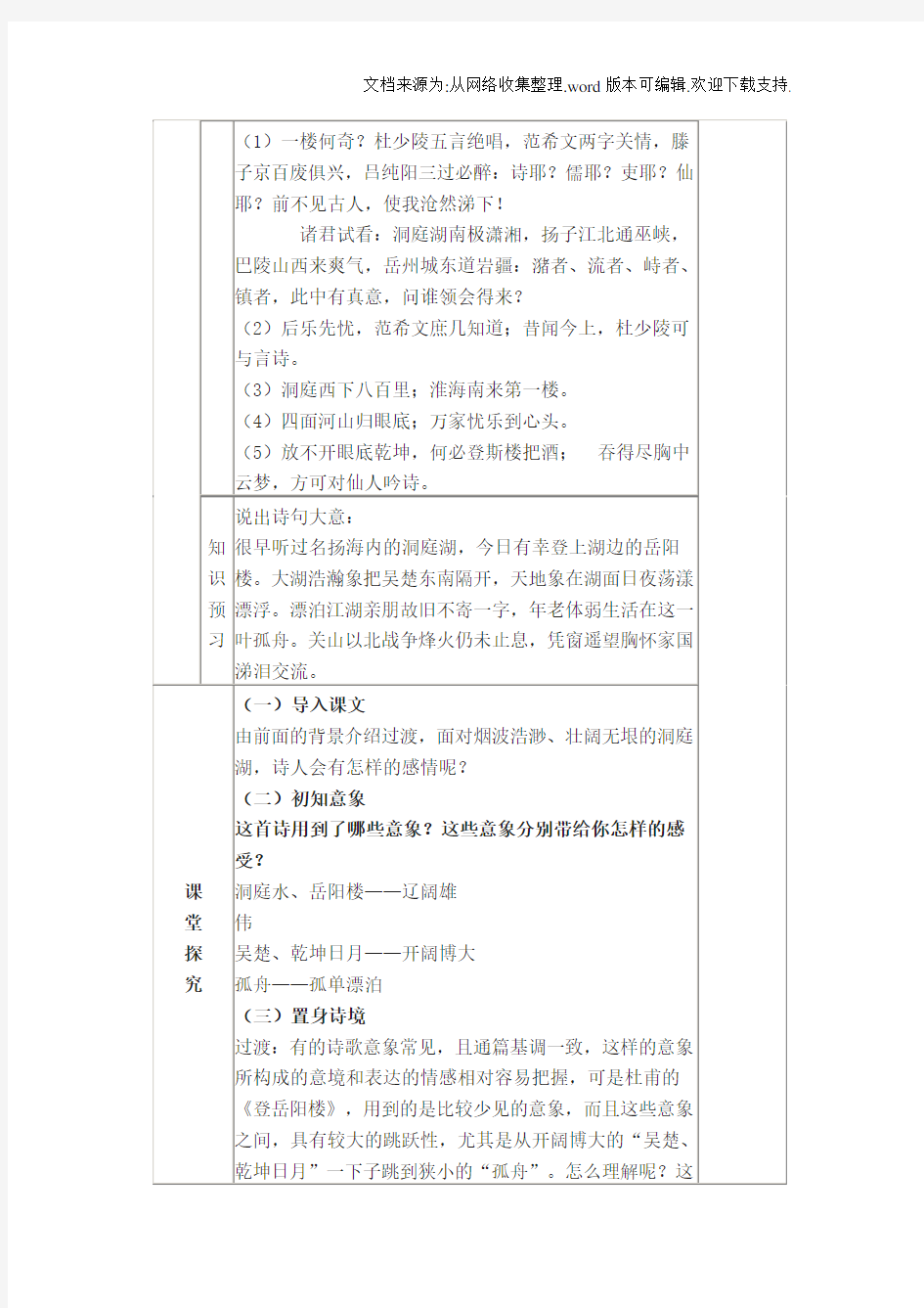 人教版语文八上登岳阳楼