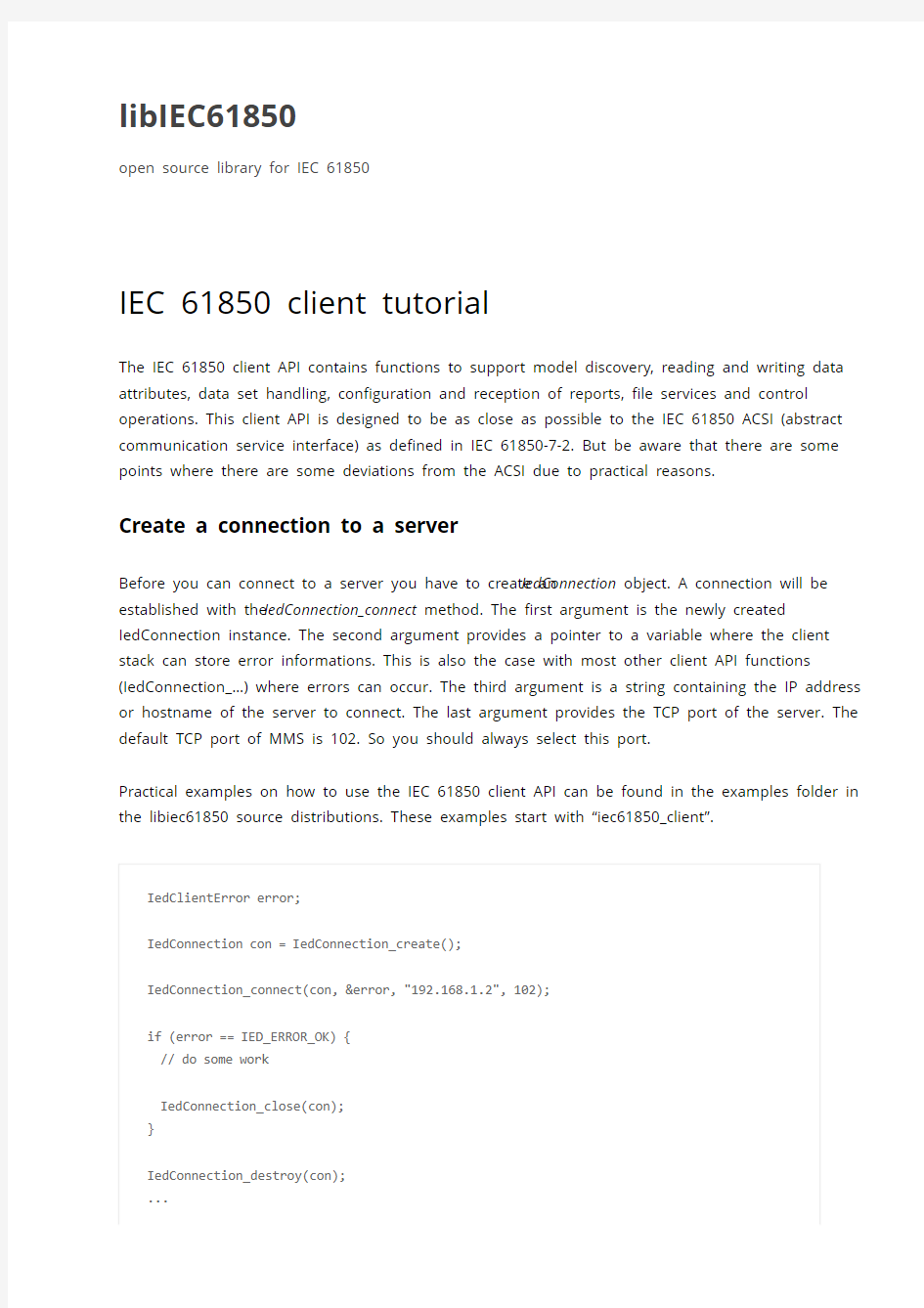 libIEC61850 doc 5 IEC 61850 client tutorial