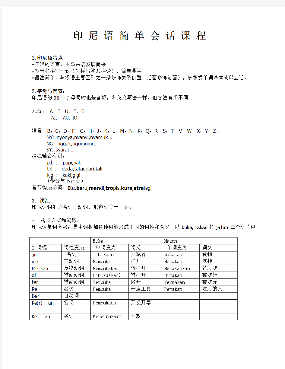 基础印尼语会话教程精华版