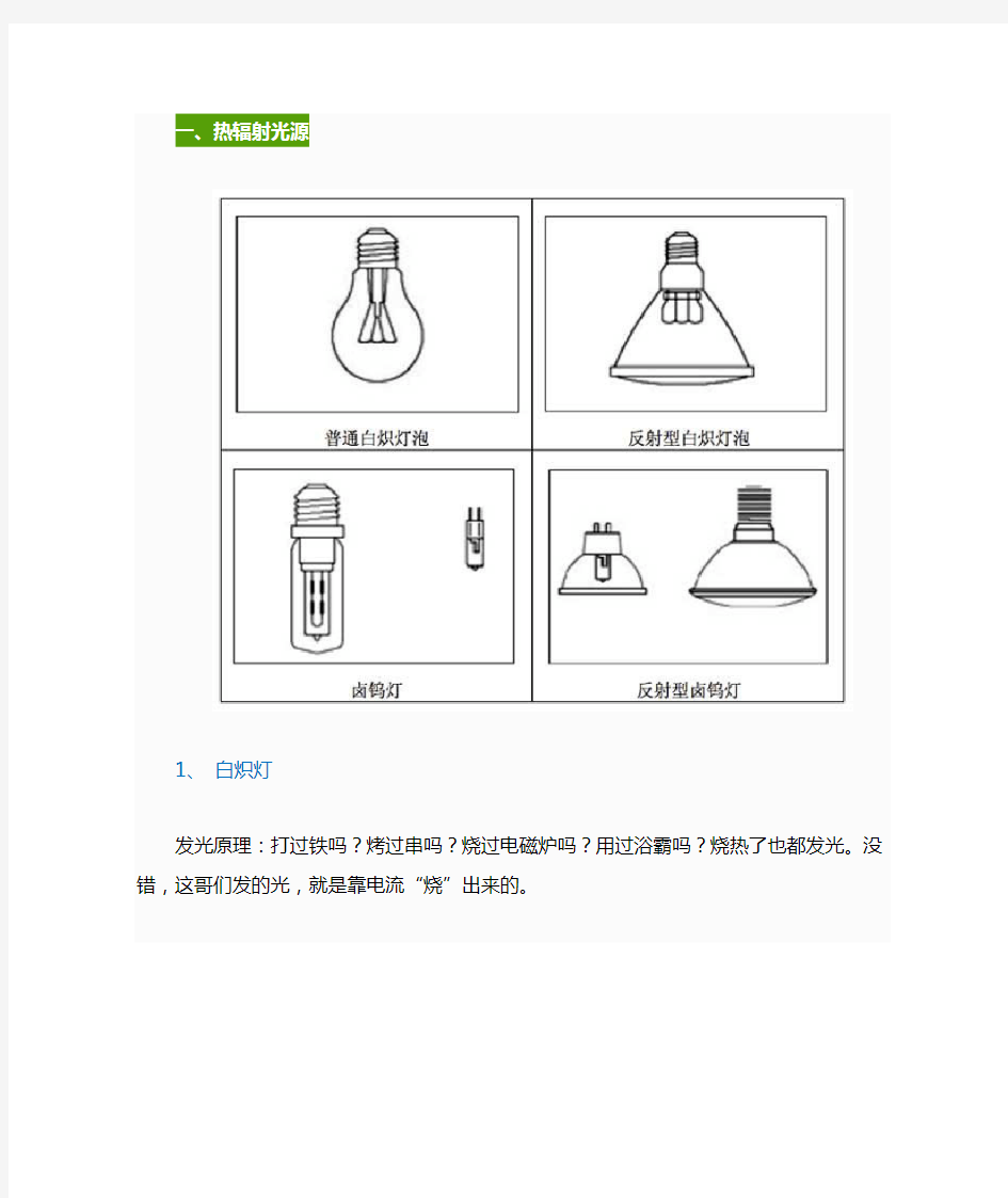 各种电光源光谱图解