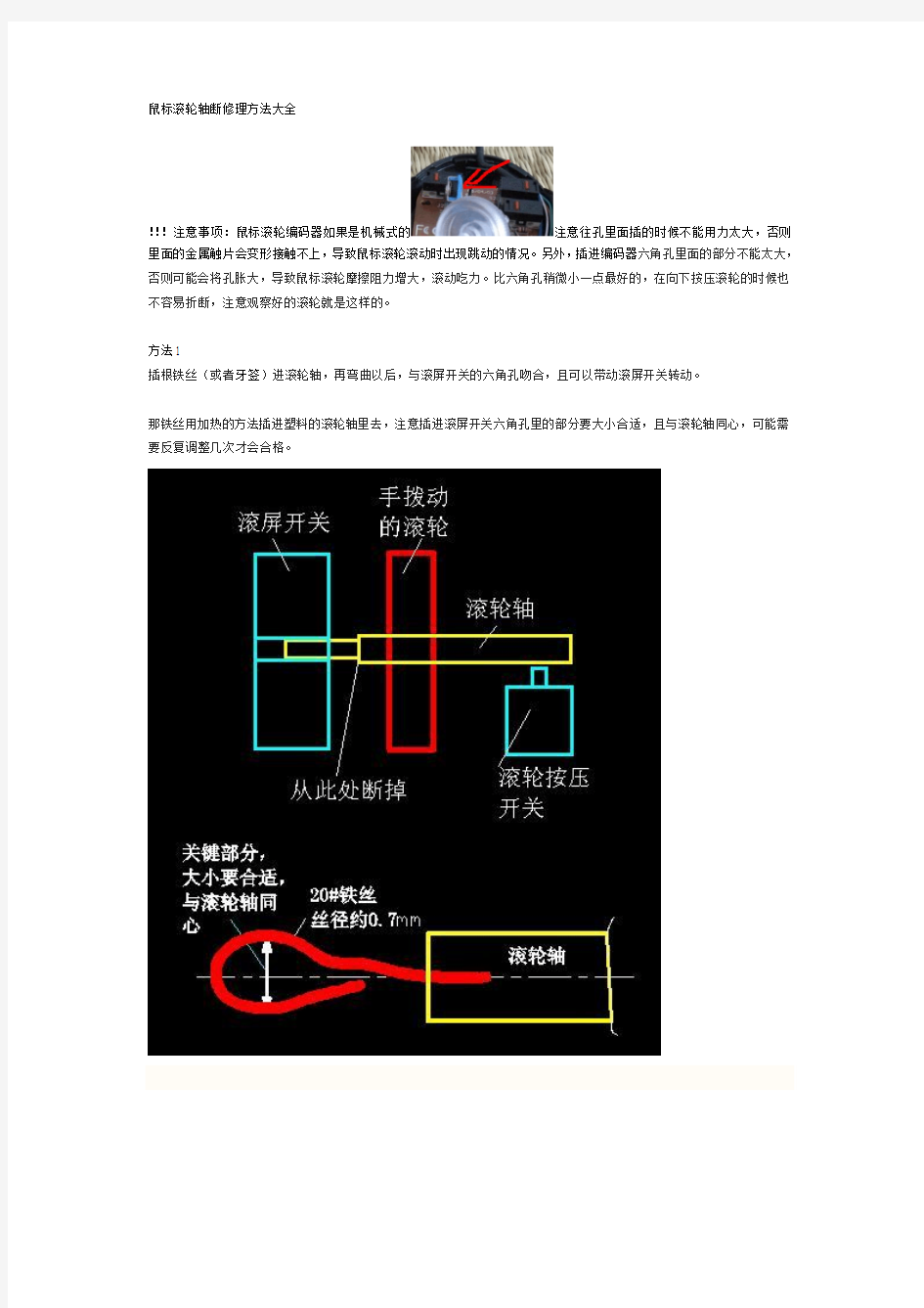 鼠标滚轮轴断修理方法大全