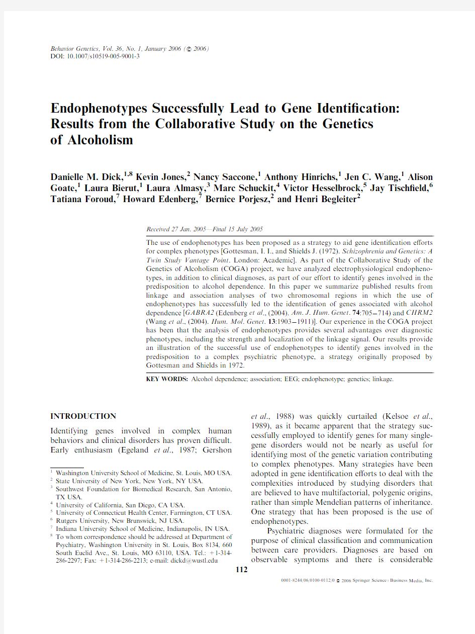 2006-Dick-Endophenotypes successfully lead to gene identification