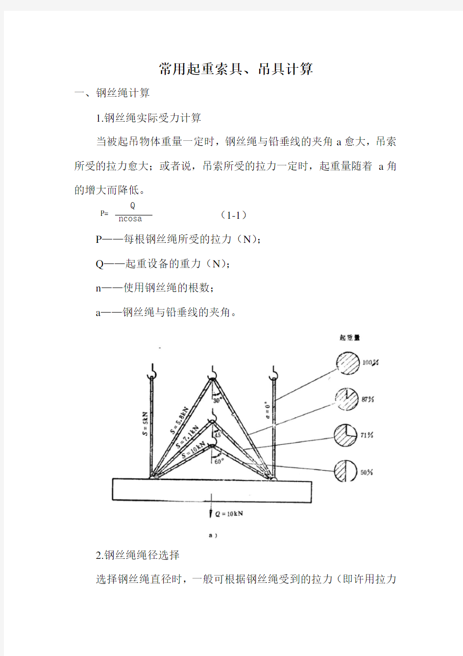 18.吊装作业钢丝绳选用计算书