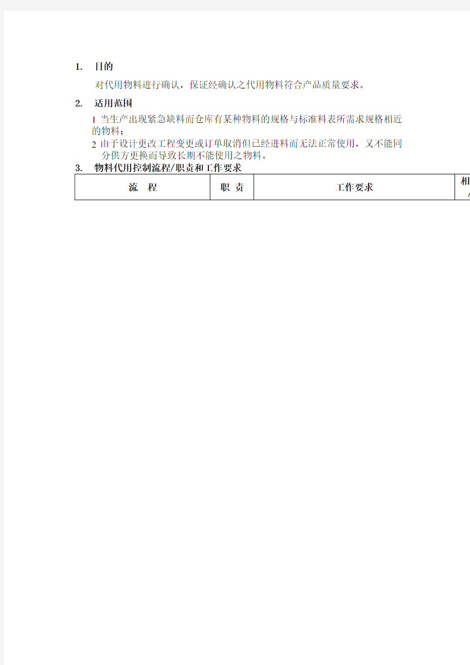物料代用控制流程