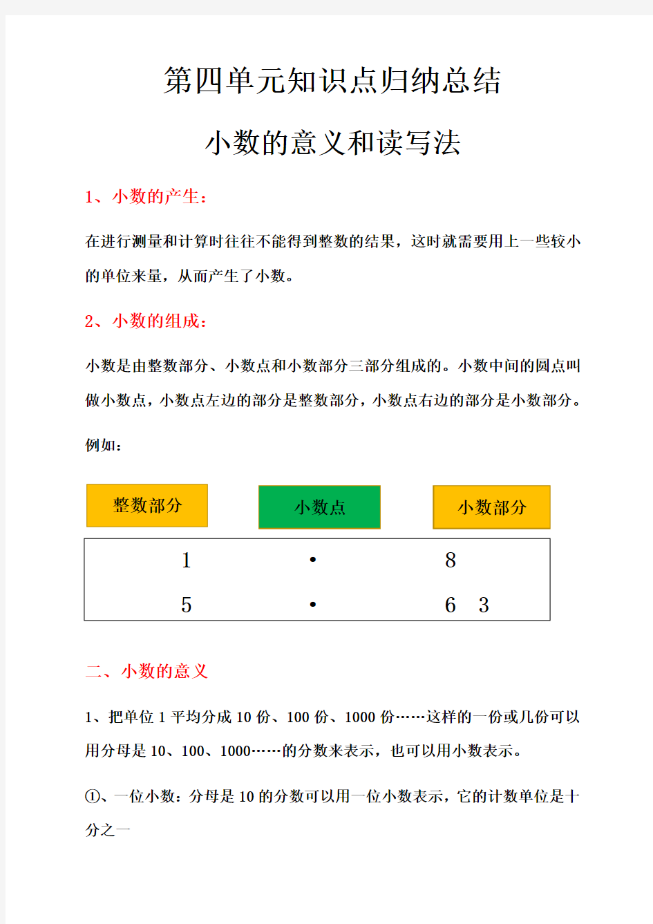 人教四年级数学下册第四单元知识点归纳总结