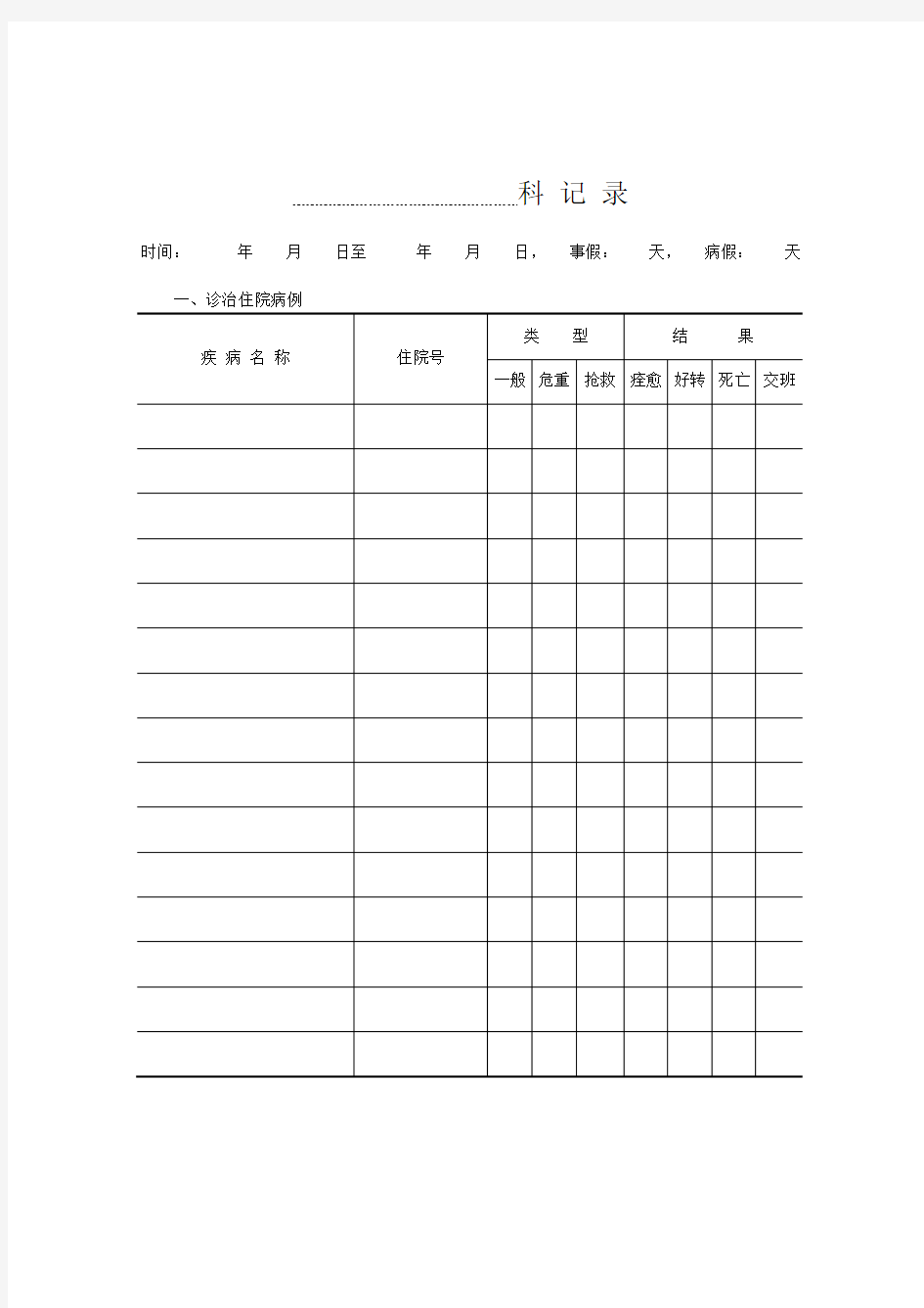 住院医师规范化培训记录手册(精华)