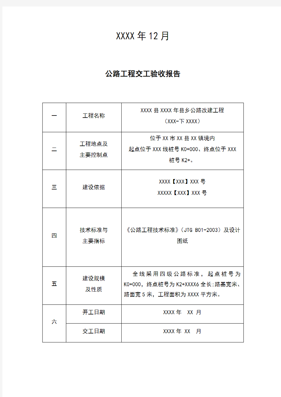 交竣工验收报告模板