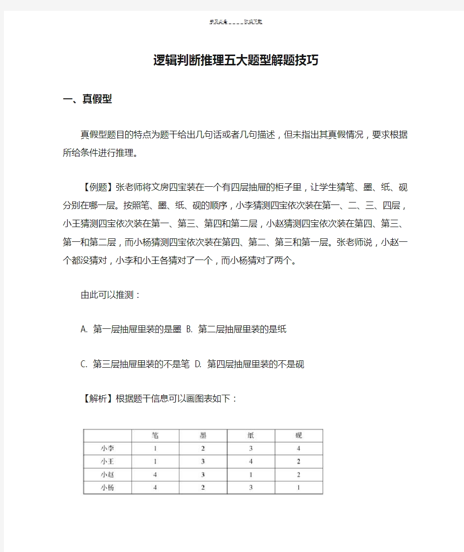 逻辑判断推理五大题型解题技巧