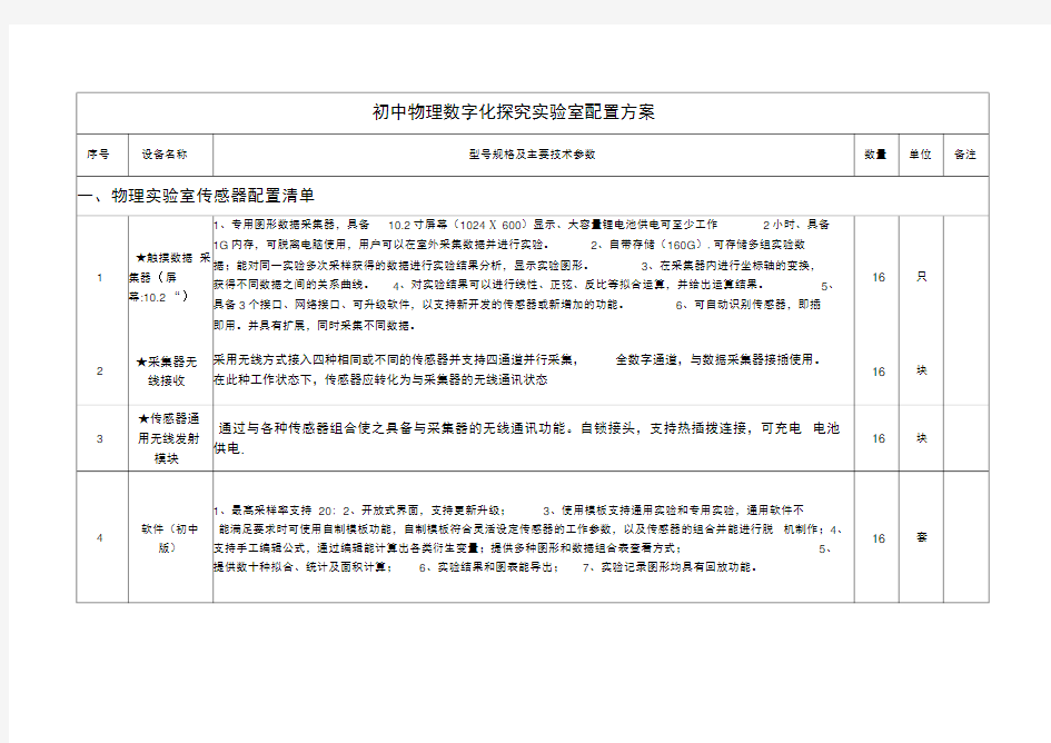 初中物理数字化探究实验室配置方案